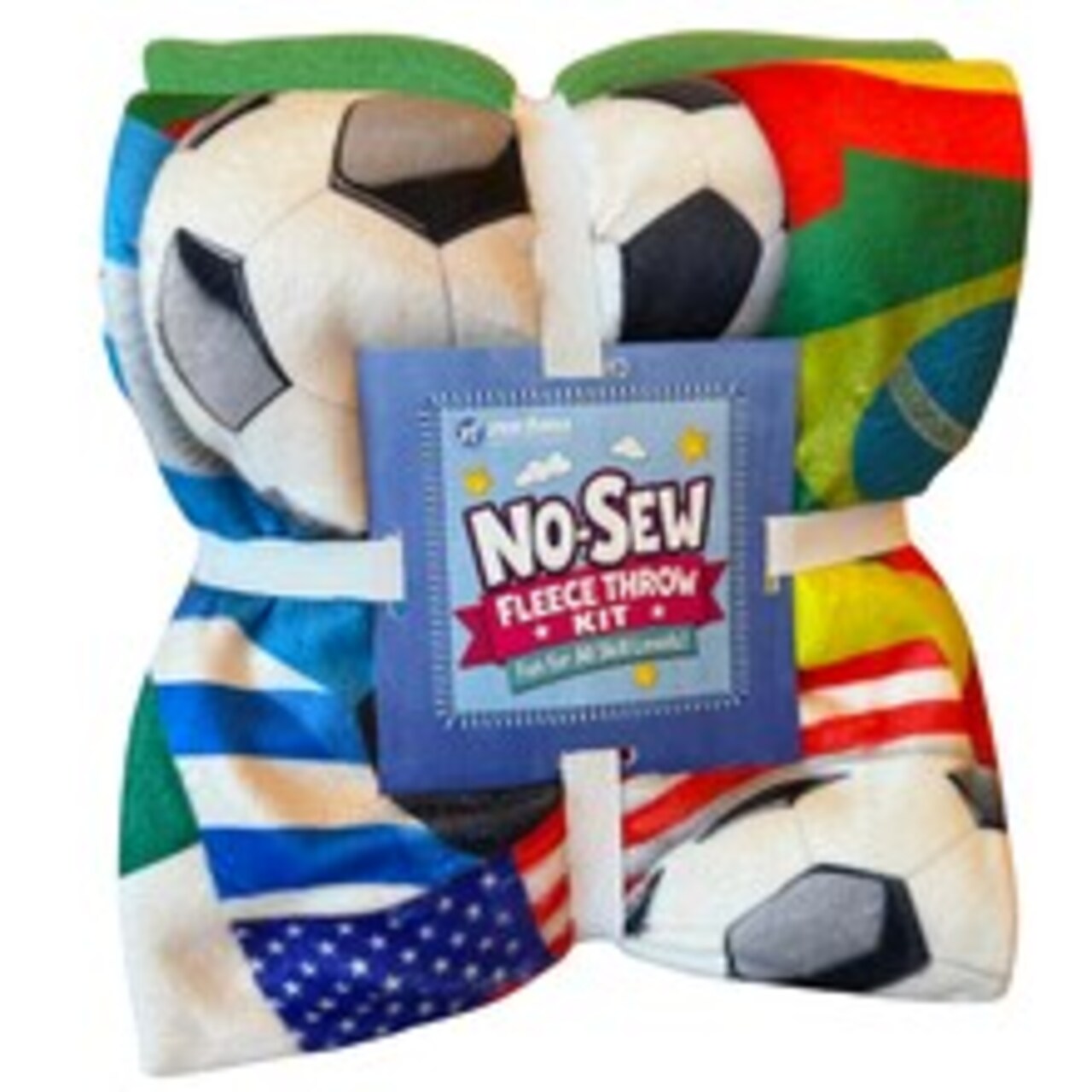 International Soccer Silky Premium Fleece No-Sew Throw Fleece Fabric Kit